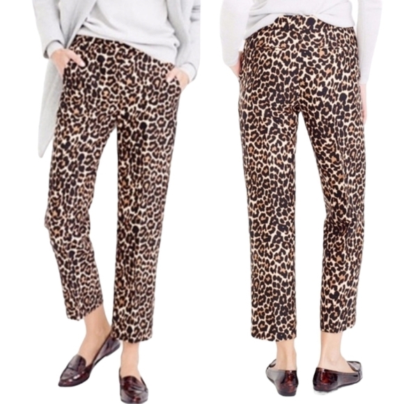 J. CREW Linen blend patio pant in leopard print - Picture 1 of 6